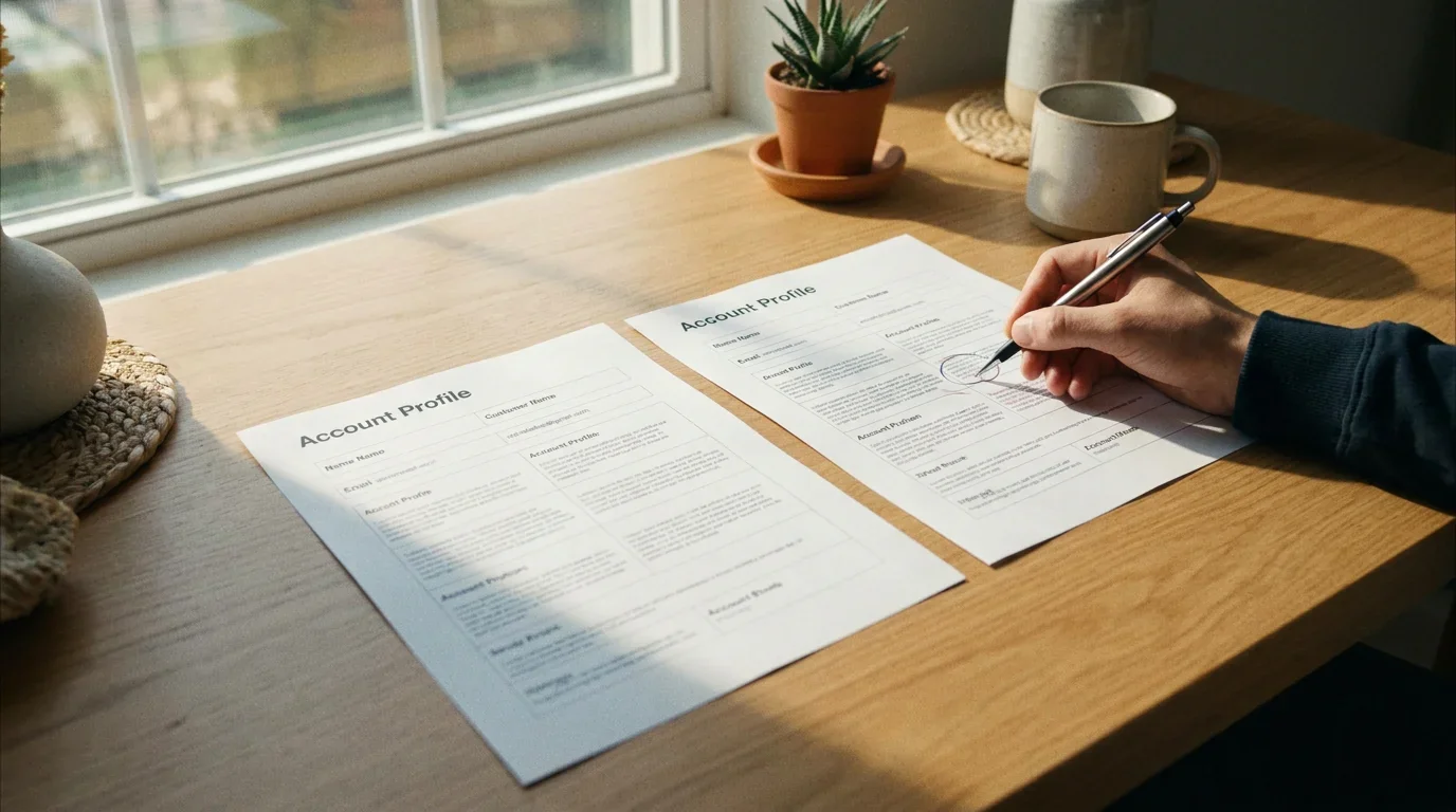 Account compliance history document showing how prior violations affect AMOE eligibility and processing status