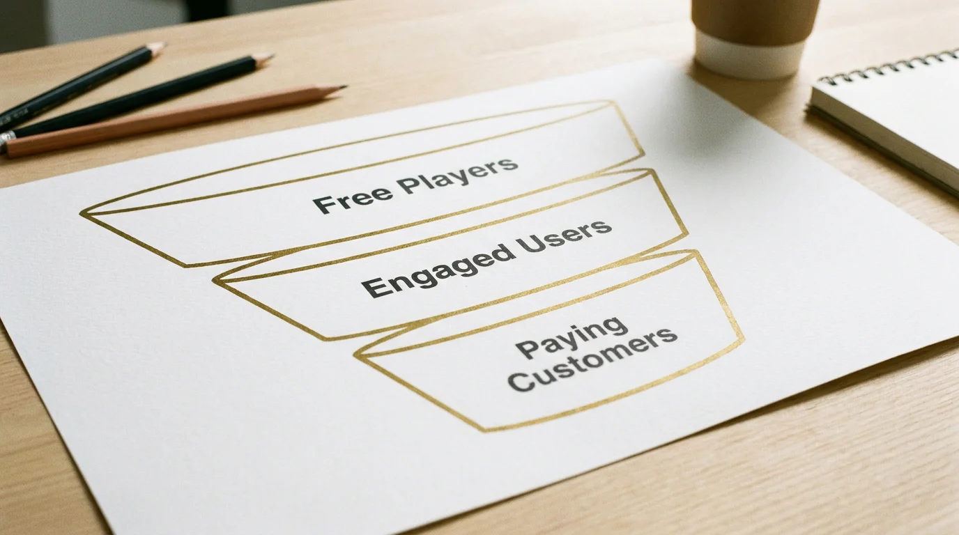 Diagram illustrating how sweepstakes operators convert free AMOE players into paying Gold Coin customers