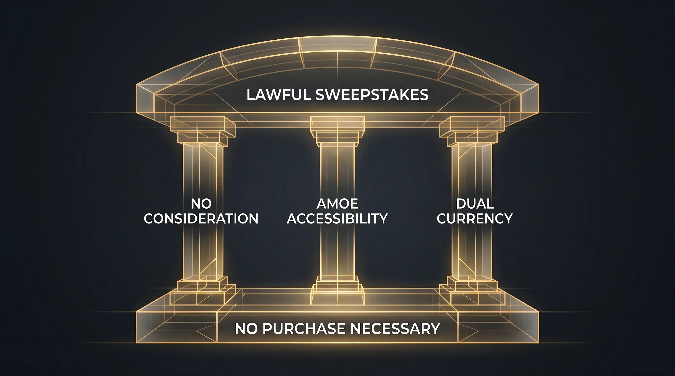 Diagram showing why AMOE is required at sweepstakes casinos as legal alternative to gaming license