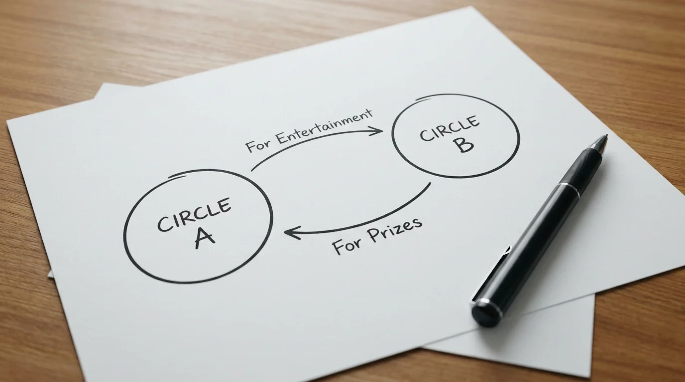 Diagram showing AMOE as the legal mechanism separating sweepstakes from illegal lottery under three-element test