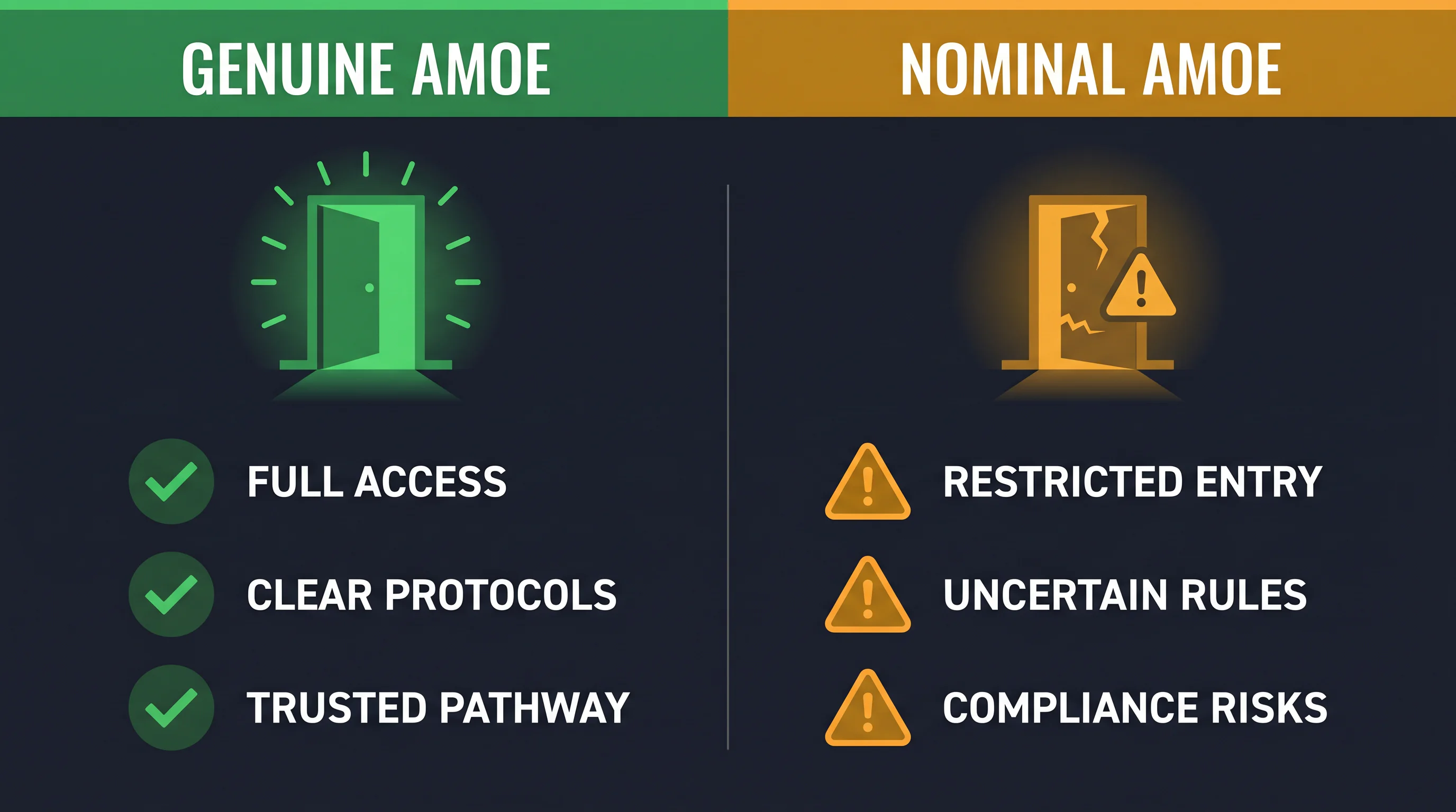 Legal analysis comparing nominal AMOE compliance versus genuine accessible free entry programs