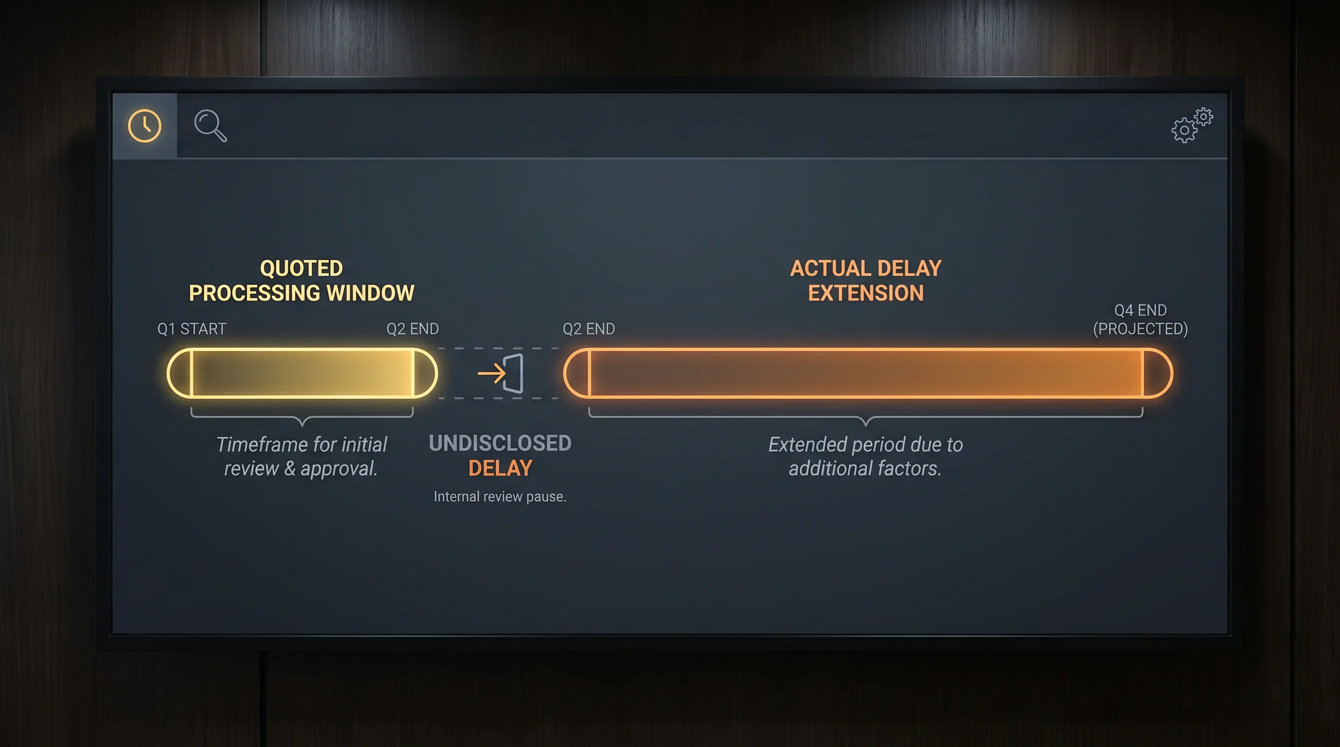 Timeline showing systematic AMOE processing delays used as barrier to discourage free entry use