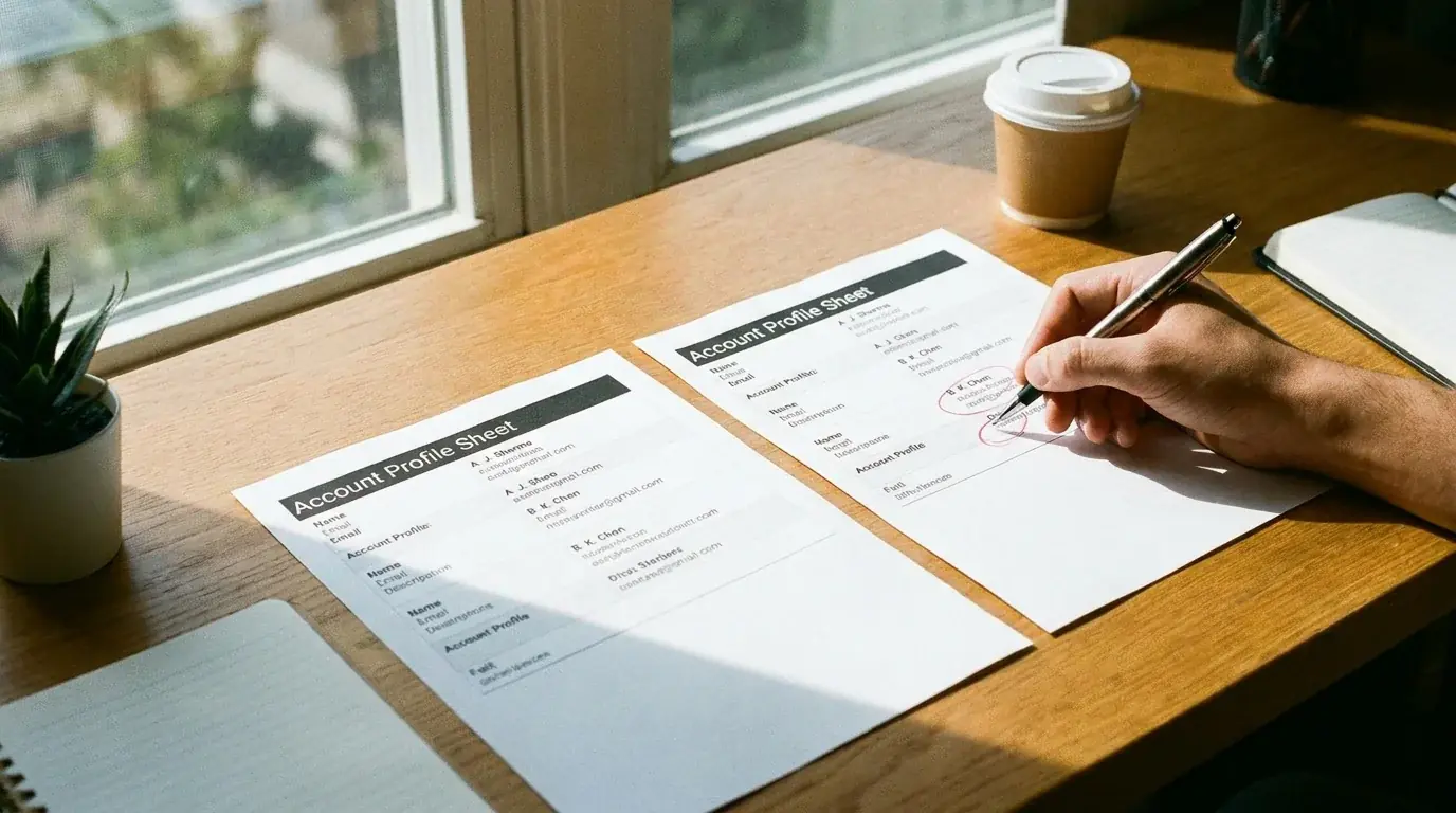 Two distinct account profiles side by side illustrating how household members should maintain clearly differentiated accounts