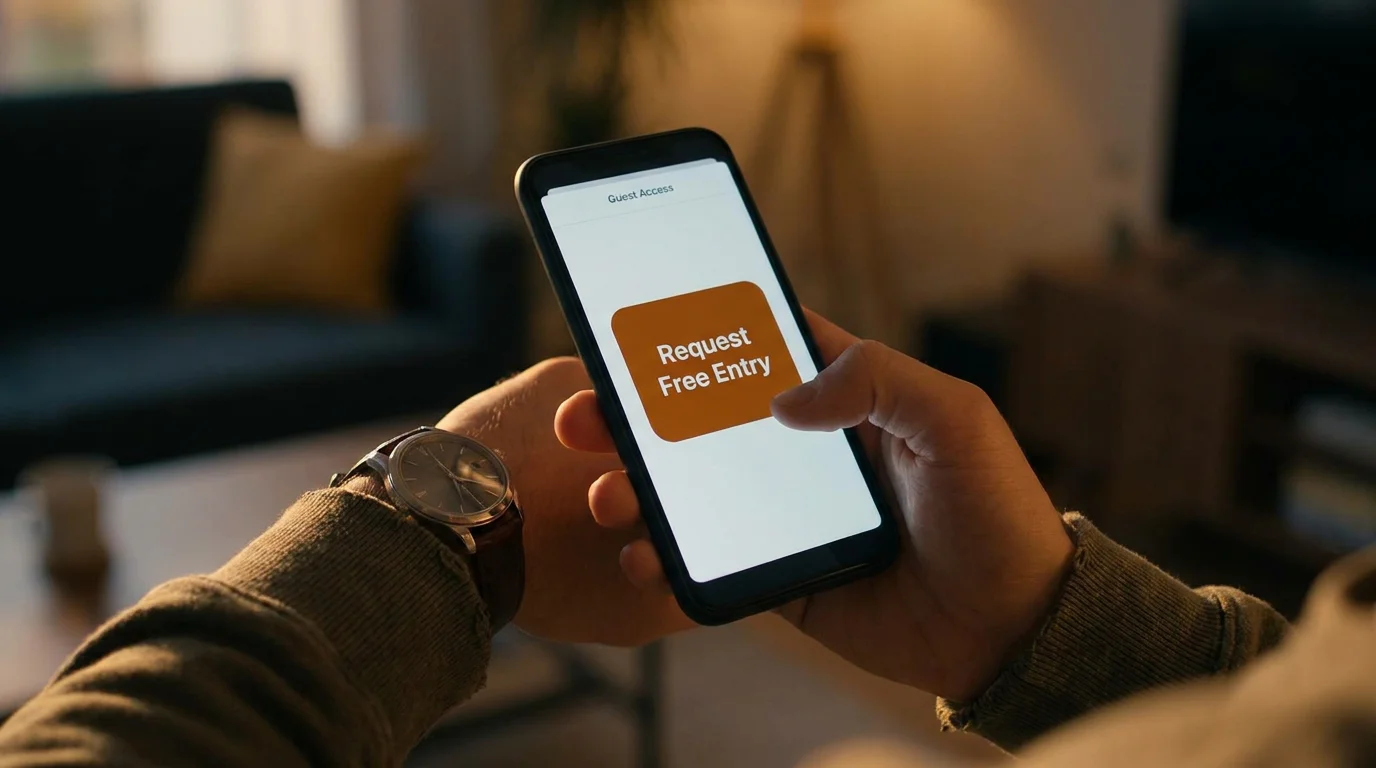 In-app AMOE request button on sweepstakes casino mobile interface showing instant authenticated digital entry option