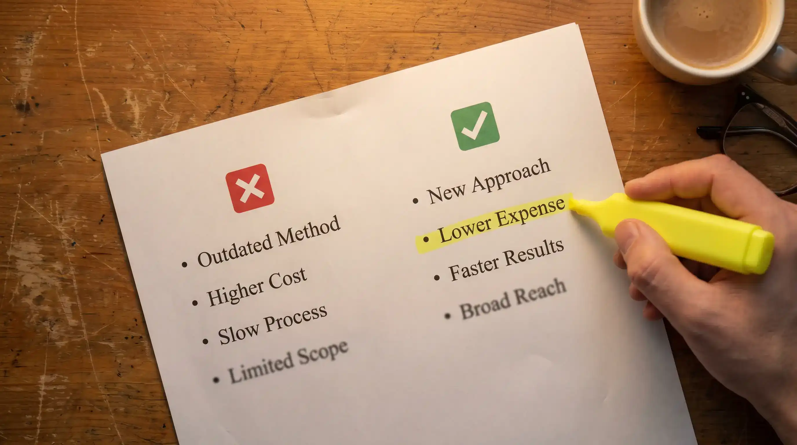 Two-column comparison showing a nominal AMOE program with hidden address versus a genuine accessible AMOE program