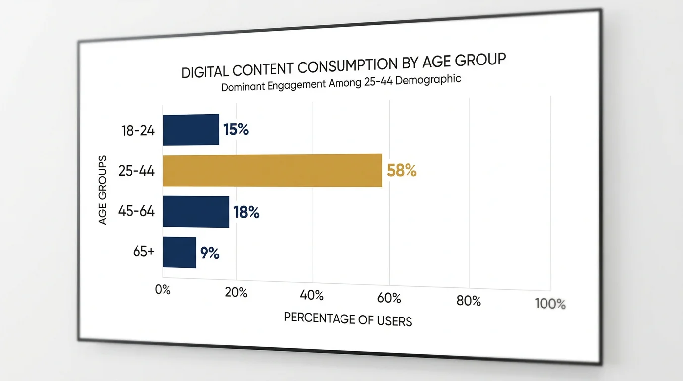 Bar chart showing sweepstakes casino player age distribution with 25-44 age group dominant