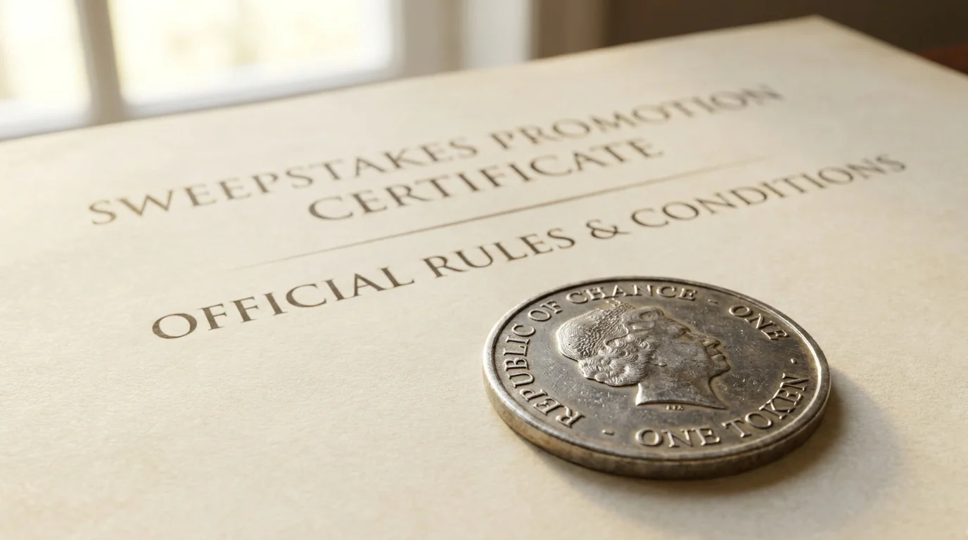 Sweeps Coins as promotional sweepstakes currency showing legal designation that allows cash prize redemption without gambling license
