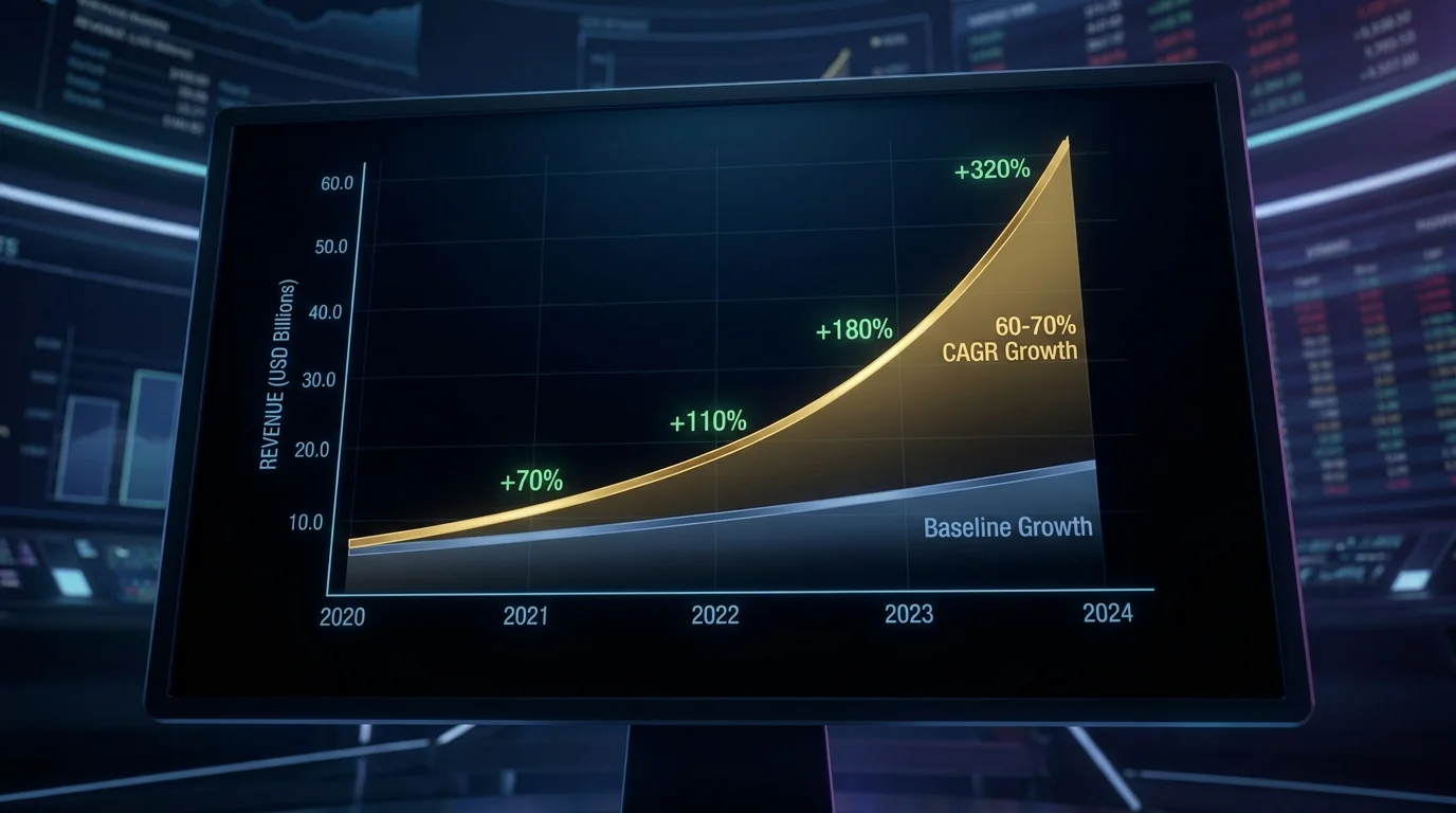 Growth chart showing sweepstakes casino sector 60-70 percent CAGR between 2020 and 2024