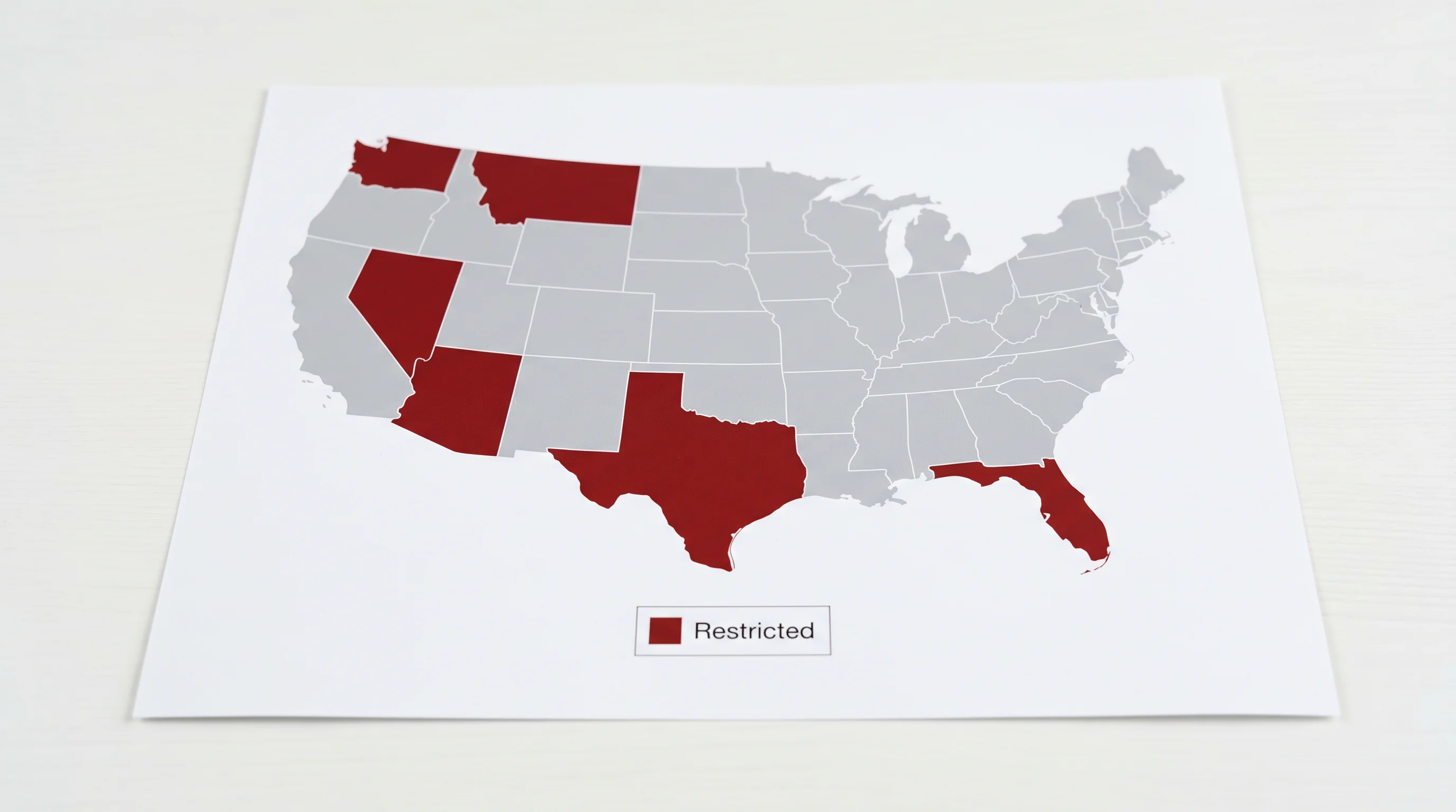 U.S. map with highlighted states showing attorney general enforcement actions against sweepstakes casino operators in 2025